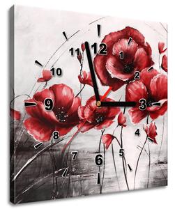 Obraz s hodinami Červené Vlčie maky Rozmery: 40 x 40 cm
