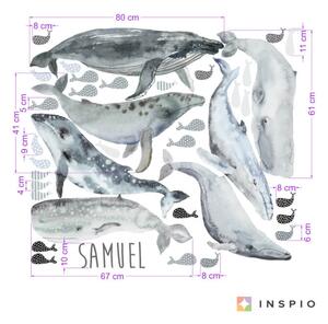 INSPIO-textilná prelepiteľná nálepka - Samolepky do izby Veľryby sivé