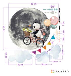 INSPIO-textilná prelepiteľná nálepka - Nálepka na stenu - Panda a mesiac