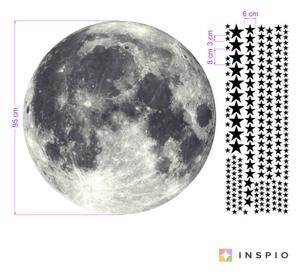 INSPIO-textilná prelepiteľná nálepka - Nálepky na stenu - Mesiac s hviezdami