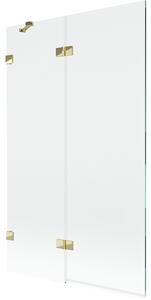 Mexen Lunar, 2-krídlová vaňová zástena ľavá 110 x 150 cm, číre sklo, zlatá lesklá, 897-110-100-50-00-L