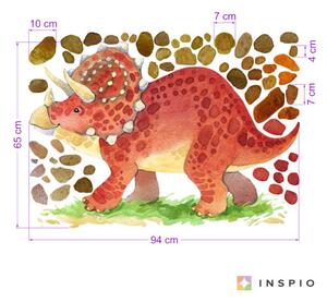 INSPIO-textilná prelepiteľná nálepka - Samolepka na stenu - Triceratops