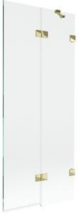 Mexen Lunar, 2-krídlová vaňová zástena pravá 80 x 150 cm, číre sklo, zlatá lesklá, 897-080-100-50-00-P