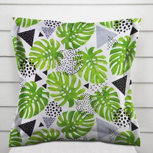 Biante Bavlnená obliečka na vankúš s lemom Sandra SA-175 Zelené listy Monstera 30 x 50 cm