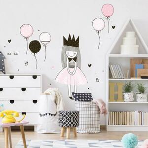 INSPIO-textilná prelepiteľná nálepka - Nálepka pre dievčatko - Princezná s balónmi