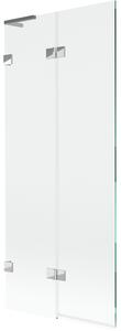 Mexen Lunar L, 2-krídlová vaňová zástena ľavá 80 x 150 cm, číre sklo, chrómová, 897L-080-100-01-00-L