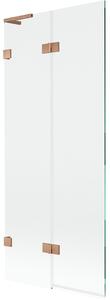 Mexen Lunar L, 2-krídlová vaňová zástena ľavá 80 x 150 cm, číre sklo, medená matná, 897L-080-100-65-00-L