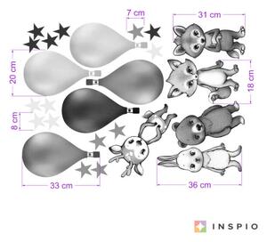 INSPIO-textilná prelepiteľná nálepka - Čiernobiele nálepky - INSPIO zvieratká s balónmi