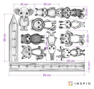 INSPIO-textilná prelepiteľná nálepka - Sivé zvieratká s detským metrom