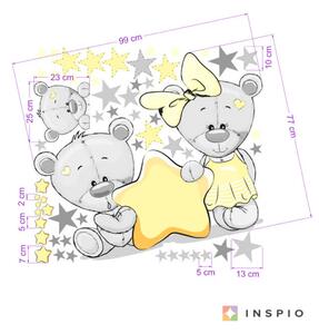 INSPIO-textilná prelepiteľná nálepka - Žlté hviezdy a nálepky medvedíkov s menom