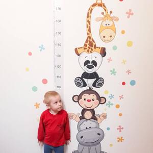 INSPIO-textilná prelepiteľná nálepka - Sivý samolepiaci detský meter na stenu