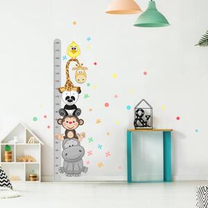 INSPIO-textilná prelepiteľná nálepka - Sivý samolepiaci detský meter na stenu