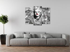 Obraz s hodinami Elektrizujúca Marilyn Monroe - 3 dielny Rozmery: 90 x 30 cm