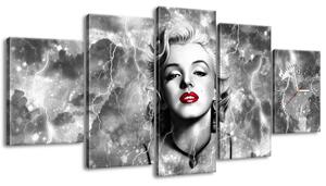 Obraz s hodinami Elektrizujúca Marilyn Monroe - 5 dielny Rozmery: 150 x 105 cm