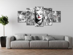 Obraz s hodinami Elektrizujúca Marilyn Monroe - 5 dielny Rozmery: 150 x 105 cm