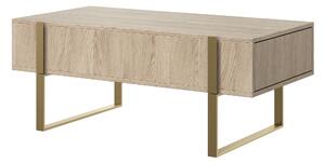 Konferenčný stolík Verica so zásuvkami 120 cm - dub piškótový / zlaté nožičky