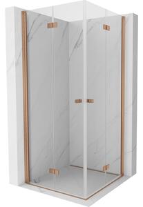 Mexen Mist-F Duo, skladací sprchový kút 120 x 120 cm, priehľadný, brúsená meď - 8A6-120L-120P-65-00