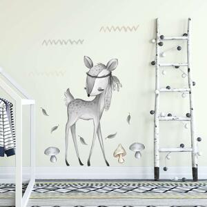 INSPIO-textilná prelepiteľná nálepka - Nálepka čiernobieleho jelenčeka do detskej izby