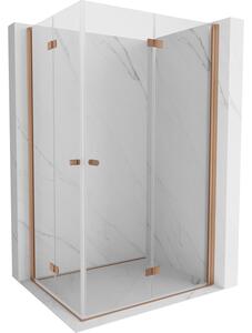 Mexen Mist-F Duo, skladací sprchový kút 70 x 75 cm, priehľadný, brúsená meď - 8A6-070L-075P-65-00