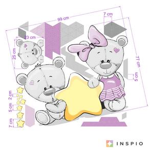 INSPIO-textilná prelepiteľná nálepka - Nálepka fialový mackovia s hviezdičkou s menom dievčatka