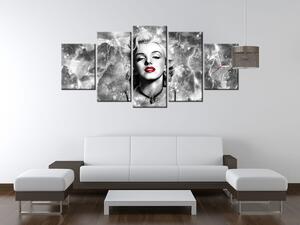 Obraz s hodinami Elektrizujúca Marilyn Monroe - 5 dielny Rozmery: 150 x 70 cm