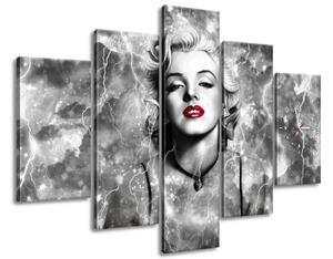 Obraz s hodinami Elektrizujúca Marilyn Monroe - 5 dielny Rozmery: 150 x 70 cm