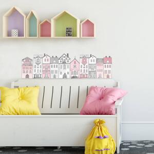 INSPIO-textilná prelepiteľná nálepka - Samolepiace domčeky na stenu
