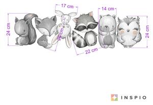 INSPIO-textilná prelepiteľná nálepka - Čiernobiele zvieratká nad postieľku
