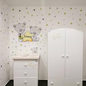 INSPIO-textilná prelepiteľná nálepka - Nálepka do detskej izby Medvedíky s menom v zelenom