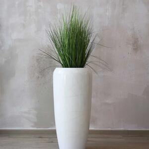 Exkluzívny kvetináč CAVITA, sklolaminát, výška 75 cm, biely mramor, lesk