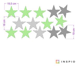 INSPIO-textilná prelepiteľná nálepka - Zelené farebné hviezdy, nálepka na stenu