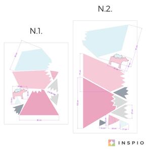 INSPIO-textilná prelepiteľná nálepka - Nálepka hôr a kopcov v ružových farbách