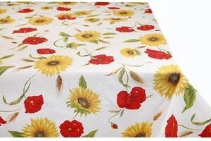 Mondo Italy Bavlnený obrus na stôl MONDY so vzormi divých makov a slnečníc 90x90 cm
