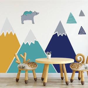 INSPIO-textilná prelepiteľná nálepka - Nálepka hôr a kopcov v chlapčenských farbách