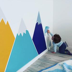 INSPIO-textilná prelepiteľná nálepka - Nálepka hôr a kopcov v chlapčenských farbách