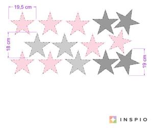 INSPIO-textilná prelepiteľná nálepka - Samolepiace hviezdy na stenu svetloružové