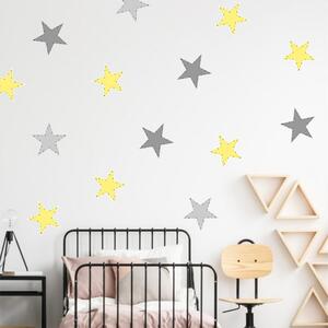 INSPIO-textilná prelepiteľná nálepka - Nálepka na stenu - Žlté hviezdy