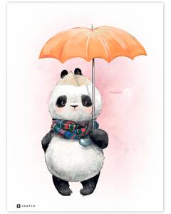 INSPIO-dibondový obraz - Tabuľka do detskej izby - Panda s dáždnikom