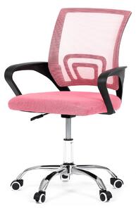 Autronic - Kancelárska stolička, poťah ružová látka MESH a sieťovina MESH, výškovo nastaviteľná, kovový chrómovaný kríž - KA-L103 PINK AKCE