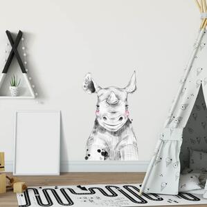 INSPIO-textilná prelepiteľná nálepka - Nálepka - Veľký nosorožec v čiernobielej