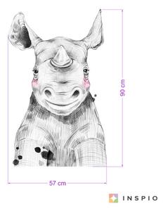 INSPIO-textilná prelepiteľná nálepka - Nálepka - Veľký nosorožec v čiernobielej