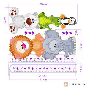 INSPIO-textilná prelepiteľná nálepka - Fialový meter so zvieratkami II - 180cm