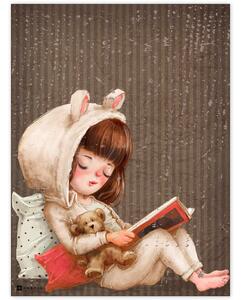 INSPIO-dibondový obraz - Obraz do detskej izby - Dievča s knihou
