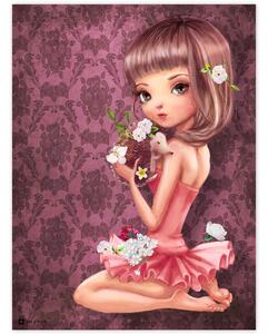 INSPIO-dibondový obraz - Obraz na stenu - Dievča s malým ježkom