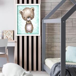 INSPIO-dibondový obraz - Obrazy na stenu do detskej izby - Macko tyrkys
