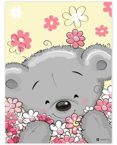 INSPIO-dibondový obraz - Obraz plyšového medvedíka s kvetmi