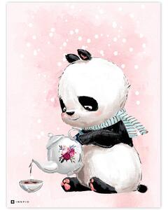 INSPIO-dibondový obraz - Obraz s pandou v ružovom