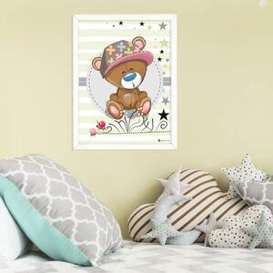 INSPIO-dibondový obraz - Obraz medvedíka v šiltovke do detskej izby