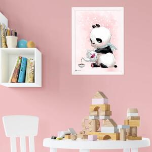 INSPIO-dibondový obraz - Obraz s pandou v ružovom