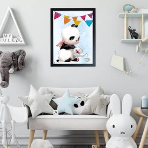 INSPIO-dibondový obraz - Obrázok Panda s farebnými vlajkami